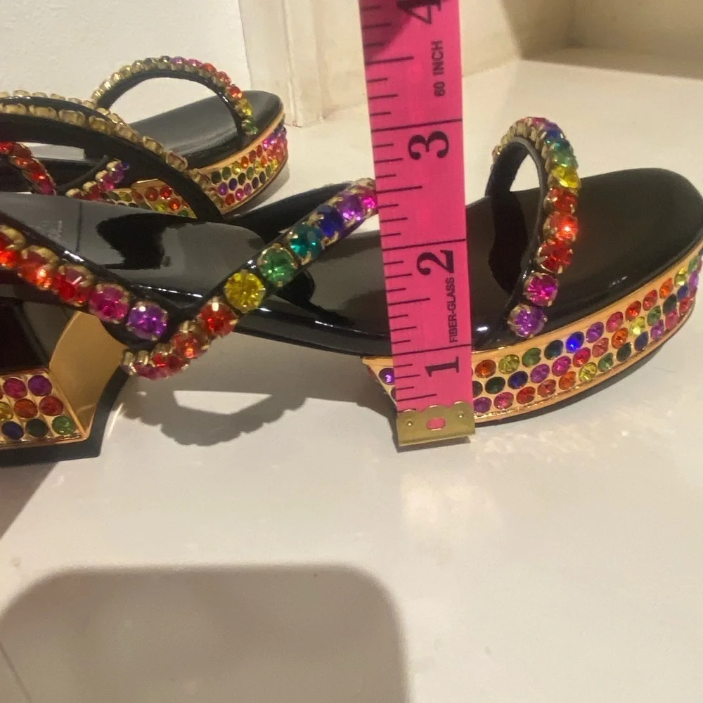 Jeffrey Campbell Rhinestone Platform Sandal Rainbow Multi Color New 7.5 in box
